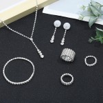NEWITIN 15-teiliges Silber-Schmuckset für Damen, Abschlussball, Kostüm, Juwelen, Strass-Kristall-Halsketten, Tennis-Armbänder, Ringe, Ohrringe, Brautschmuck, Hochzeit, Schmuck-Sets für Bräute, Brautjungfern NEWITIN 15-teiliges Silber-Schmuckset für Damen, Abschlussball, Kostüm, Juwelen, Strass-Kristall-Halsketten, Tennis-Armbänder, Ringe, Ohrringe, Brautschmuck, Hochzeit, Schmuck-Sets für Bräute, Brautjungfern
