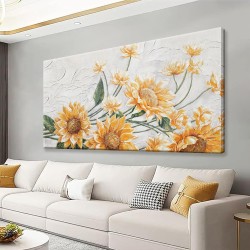Suconvng Wandkunst für Wohnzimmer, Sonnenblumen-Wandkunst, moderne Leinwandkunst, Wanddekoration, Heimwanddekoration, geeignete Bilder für Schlafzimmer, Wohnung, Büro, kann aufgehängt werden, 61 x 121,9 cm