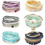 LOYALLOOK 6 Sets böhmische stapelbare Perlenarmbänder für Damen, dehnbar, böhmischer Stil, dehnbar, mehrschichtig, Boho-Armband-Set LOYALLOOK 6 Sets böhmische stapelbare Perlenarmbänder für Damen, dehnbar, böhmischer Stil, dehnbar, mehrschichtig, Boho-Armband-Set
