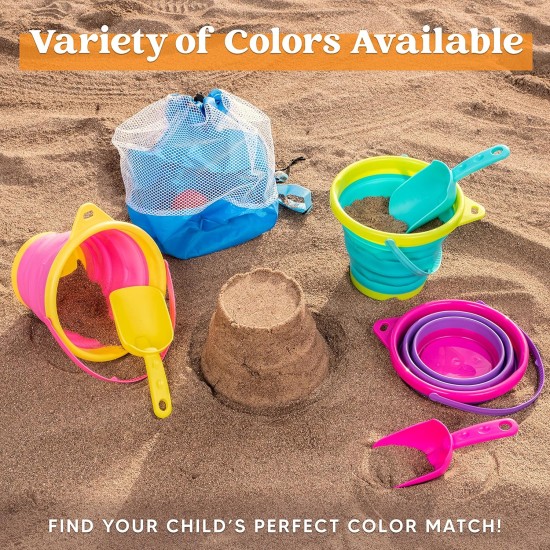 JOYIN Faltbares Strandeimer-Set – 3 Packungen zusammenklappbare Spielzeugeimer mit Schaufeln und Netzrucksack für Kinder, Kleinkinder, Partys, Campingausrüstung, Reisen, Angeln, Wassereimer (Rosa/Lila/Grün) JOYIN Faltbares Strandeimer-Set – 3 Packungen zusammenklappbare Spielzeugeimer mit Schaufeln und Netzrucksack für Kinder, Kleinkinder, Partys, Campingausrüstung, Reisen, Angeln, Wassereimer (Rosa/Lila/Grün)